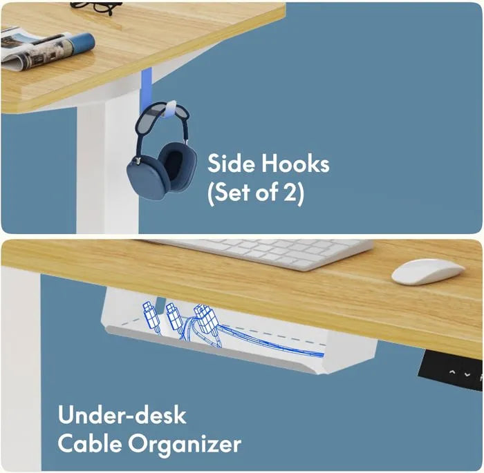 Bureau Électrique Assis-Debout Premium 120 cm – Réglable, Mémoire & Gestion des câbles