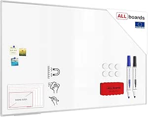 Tableau Blanc Mural XXL 120×200 cm + Kit (Marqueurs + Aimants + Effaceur)